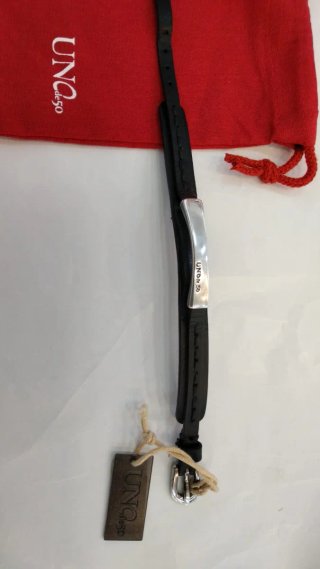 Pulsera Uno de 50 Negra y Plateada Talla M