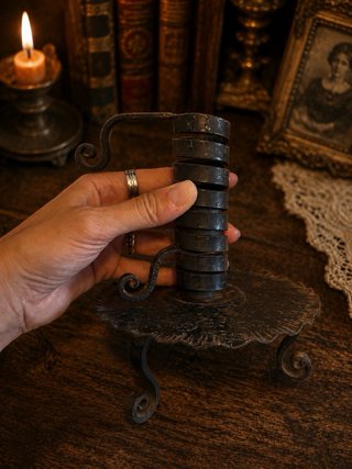 Antico servizio da candela ferro battuto '800