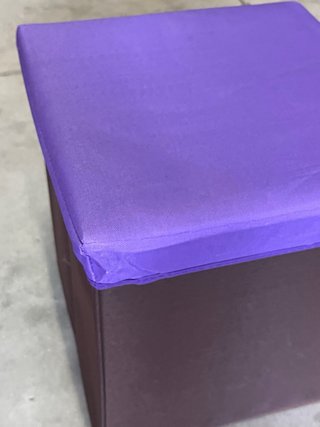 Taburete caja plegable tela morado/marrón (88750)