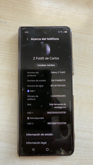 Samsung Galaxy Z Fold 5 512GB - pantalla int rota