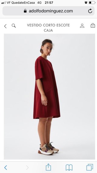 Vestido Adolfo Dominguez rojo cuello caja