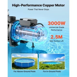 Pompa per piscina, 3000W, 35.000 L/H Portata Massi