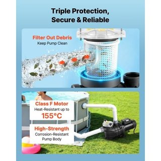 Pompa per piscina, 3000W, 35.000 L/H Portata Massi