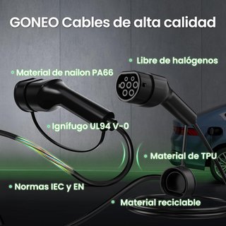 GONEO cable carga coche eléctrico tipo 2 11 kW 7m