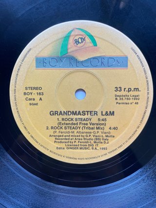 Vinilo Maxi Grandmaster L&M Rock Steady 1992