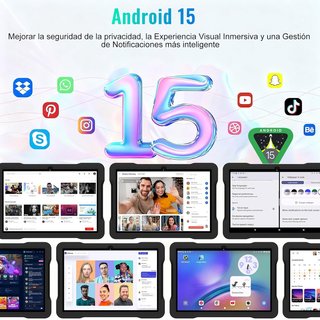 UJJ 30GB Negro Tablet Android 15 10" Niños con
