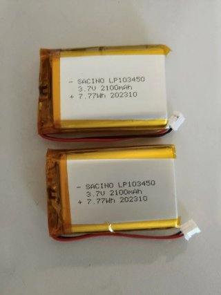 2 Baterías LiPo3.7V 2100mAh LP103450, conector JST