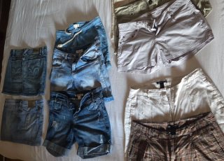 Pantalones shorts vaqueros y grises