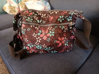 Bandolera mujer marrón y rosa floral