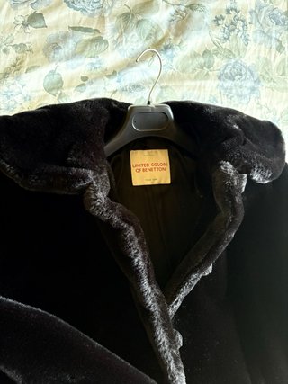 Cappotto Vintage Benetton ecopelliccia nero