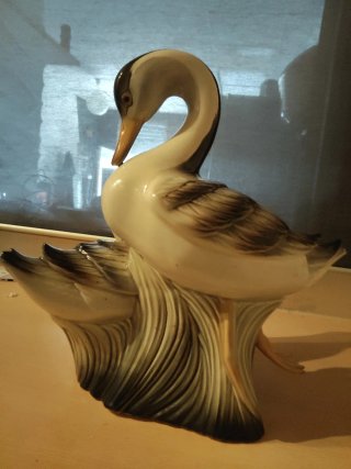 Figura de porcelana de dos patos Perceval