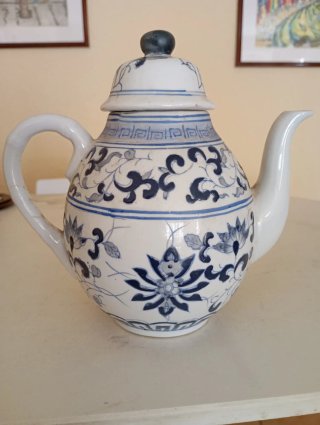 Tetera China Antigua Azul y Blanca