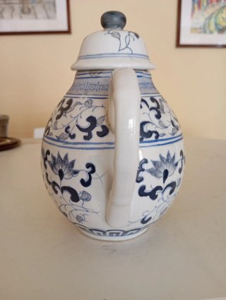 Tetera China Antigua Azul y Blanca