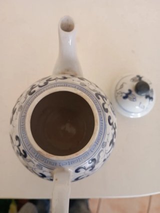 Tetera China Antigua Azul y Blanca