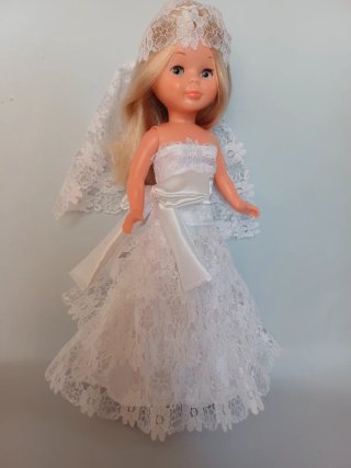 Vestido Novia Muñeca Nancy Encaje Blanco