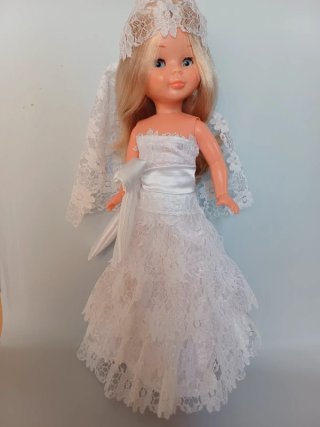 Vestido Novia Muñeca Nancy Encaje Blanco