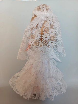 Vestido Novia Muñeca Nancy Encaje Blanco