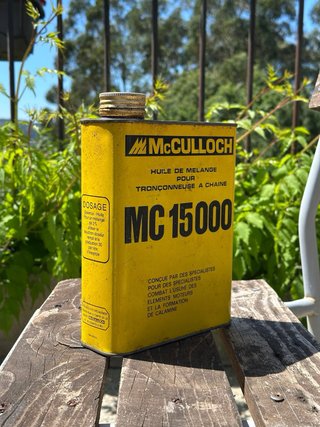 3 Latas de aceite vintage Mobil, McCulloch, Yacco