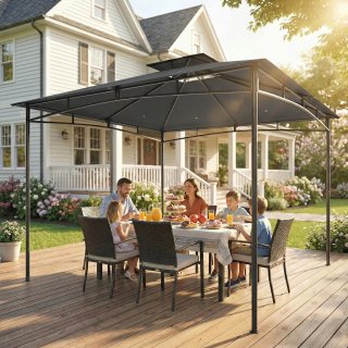 Gazebo da Giardino 3x3 m con Doppio Tetto, in Met