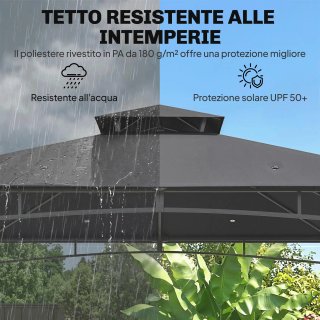 Gazebo da Giardino 3x3 m con Doppio Tetto, in Met