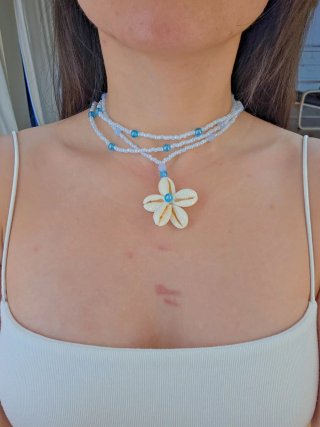 Collar Ajustable Artesanal Flor Concha