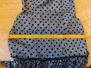 Traje de flamenca azul canastero con lunares negro