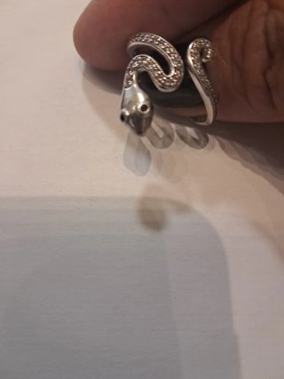 Anillo Serpiente Plata Circonitas Ajustable