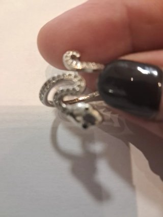 Anillo Serpiente Plata Circonitas Ajustable