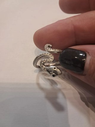 Anillo Serpiente Plata Circonitas Ajustable