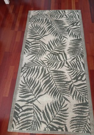 Alfombra de hojas verde y beige