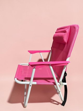 Silla de Playa Plegable Mochila con Cojín Rosa