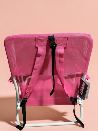 Silla de Playa Plegable Mochila con Cojín Rosa