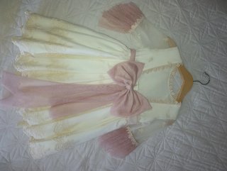 Vestido niña comunión/fiesta blanco y rosa