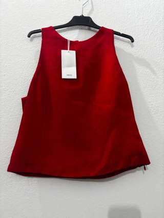 Top Mango Espalda Descubierta Rojo