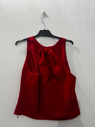 Top Mango Espalda Descubierta Rojo