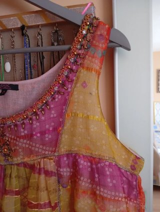 Vestido gasa verano sin mangas multicolor