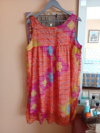 Vestido gasa verano sin mangas multicolor
