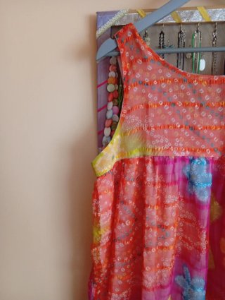 Vestido gasa verano sin mangas multicolor