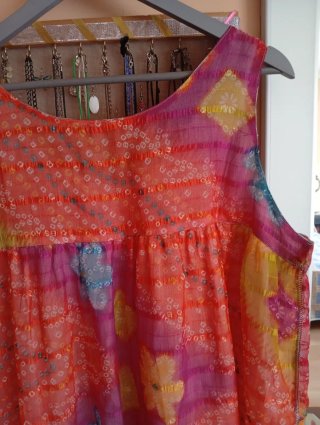 Vestido gasa verano sin mangas multicolor