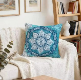 2 Federe Copricuscino Mandala Blu/Teal 45x45