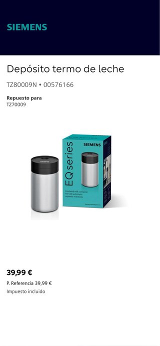 Cafetera Siemens EQ300 Inox NUEVA