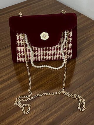 Bolso fiesta mujer terciopelo y perlas