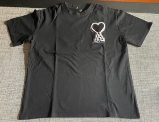 Lote Camiseta AMI L + Anillo Cuero Plateado