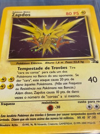 Carta pokémon: Zapdos 15/62 portugués