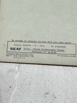 Manual SEAT Consejos Usuarios Años 70 Original