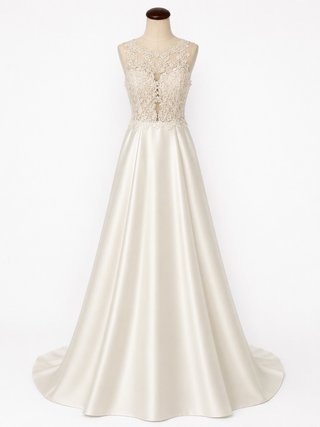 Vestido de Novia Beige Encaje y Satén