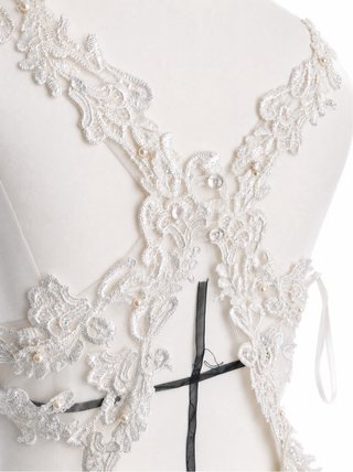 Vestido de Novia Beige Encaje y Satén