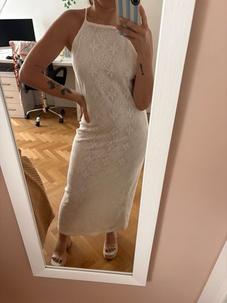 Vestido blanco largo de encaje