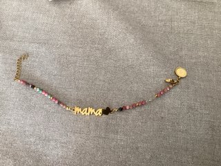 Pulsera Mama Corazón Tourmaline Acero baño Oro