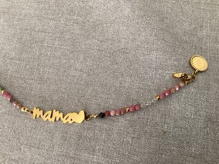 Pulsera Mama Corazón Tourmaline Acero baño Oro